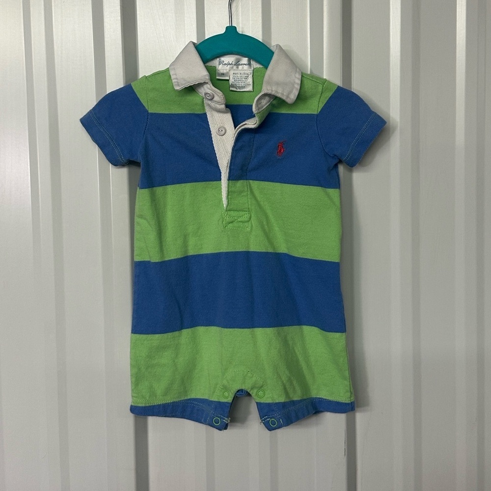 Infant Boys Ralph Lauren Polo Collared Onesie Classic Preppy Baby Outfit Size 3M